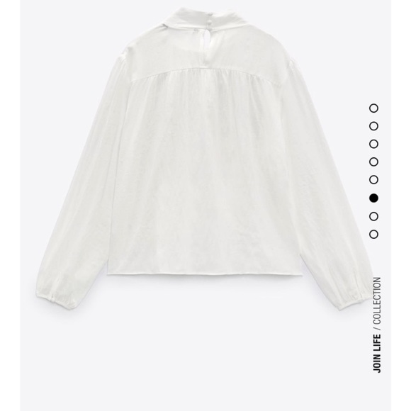 ROMANTIC BLOUSE WITH TIE OYSTER WHITE SIZE XXL - Picture 8 of 9